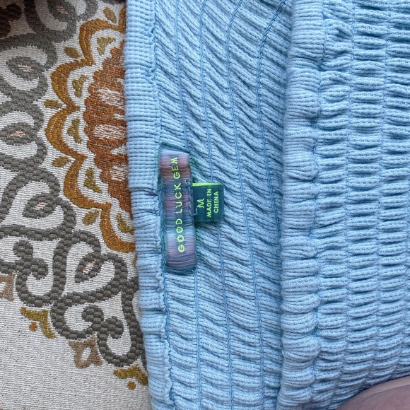 Good Luck Gem Blue Ruffle Blouse // Size M - Picture 4 of 5